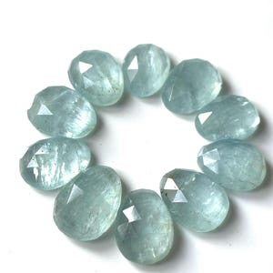 Natural Aquamarine A Grade Quality  Rose Cut Gemstone, 10 Pieces-Aquamarine Flat Back Gemstone, 12-13 MM,March Birthstone,For Jewelry Making