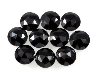 Natural Black Spinel Loose Flat Back Cut Gemstones,10 Pcs Lot~ Round Shape Faceted Cut Gemstone 8- MM For Jewelry Making, Gift For Her
