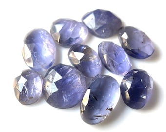 Iolite Rose Cut-10 Pieces, Clean Blue Gemstone, 10-12 MM, Natural Free From Iolite Faceted Gemstone, Flat Back Iolite Cut,For Jewelry Making