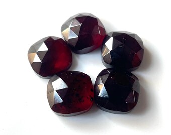 7 x 7 mm - AAA naturlig hessonit röd granat rosenslipad, platt baksida granat fyrkantig ädelsten, kalibrerad och anpassade storlekar tillgängliga