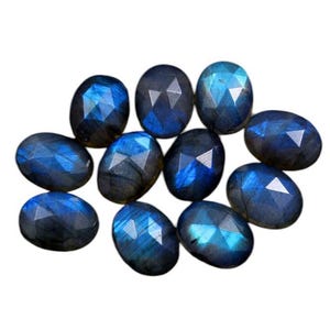 Natural Labradorite Rose Cut 10x8 MM Oval Shape - Top Quality Rose Cut Flat Back Gemstone 10-Pieces Lot For Jewelry Making, Pendant, Ring
