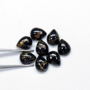 7X5MM~BLACK COPPER Turquoise,(Pack Of 5pcs,Lot) Pear Shape Well Polished Gemstone Cabochons Use for jewelry making