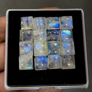 8X8MM~BlueFire Moonstone Cabochon Gemstone, Fire Moonstone Cabs,Square Shape Moonstone, June Birthstone, Gift For Her
