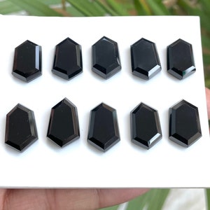 10 Pcs Lot AAA Natural Black Spinel Step Cut Gemstone Fancy Shape Flat Back Loose Gemstone For Making Jewelry 18x11 MM Onyx Gemstone