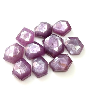 AAA 10 Pcs 100%Natural Silver Sheen Sapphire 6-9 MM Rose Cut Gemstone,Fancy Shape AAA Sapphire Flat Back Loose Gemstone, Use For Jewelry etc