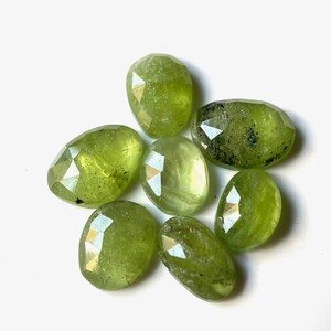 7 PCS-Natural Peridot Rose Cut 10-13MM-Flat Back Peridot Gemstone, A+Quality Peridot Gemstone, For Jewelry Making, August Birthstone,