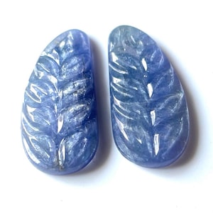 RARE Big-Natural Tanzanite Match Pair, 21x10 MM,Leaf Shape Tanzanite Carving Gemstone, Tanzanite Gemstone Carved,Use For Jewelry Making