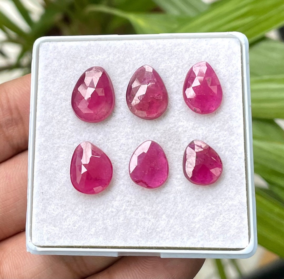 AAA Natural GF Ruby Rose Cut 6 Pieces Lot Gemstone13-10mm Ruby Flat ...