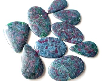 Ruby Kyanite Stone Cabochon, 30-40 MM, Approx, Wholesale Lot Ruby Kyanite Cabochon, Different Shapes And Sizes For Jewelry Making