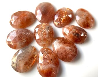10 roosgeslepen zonnesteen edelstenen, tweekleurig oranje, 12-15 mm