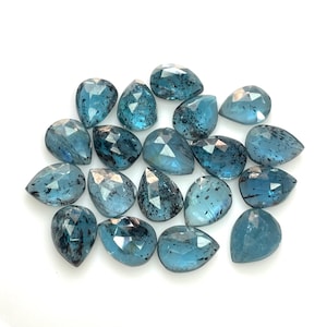 10 Pcs Lot AAA+ Moss Kyanite  9x7 MM Rose cut Gemstone, Teal Blue Kyanite Faceted Gemstone, Rose cut Flat Back Kyanite Gemstone Gift For her