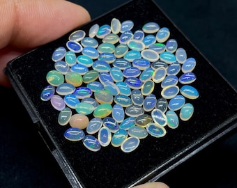 100 Pcs 5x3 MM A+Grade Quality Opal Cabochon Gemstone, Natural Ethiopian Opal Cabs, Welo Fire Opal Oval Shape Gemstone, For Jewelry Making,