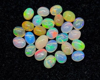 AAA+ Multi Fire Ethiopische opaal cabochon edelsteen, 25 stuks, 5 x 4 mm ringmaat opaal ovale vorm opaal edelsteen, voor sieraden maken, cadeau voor haar