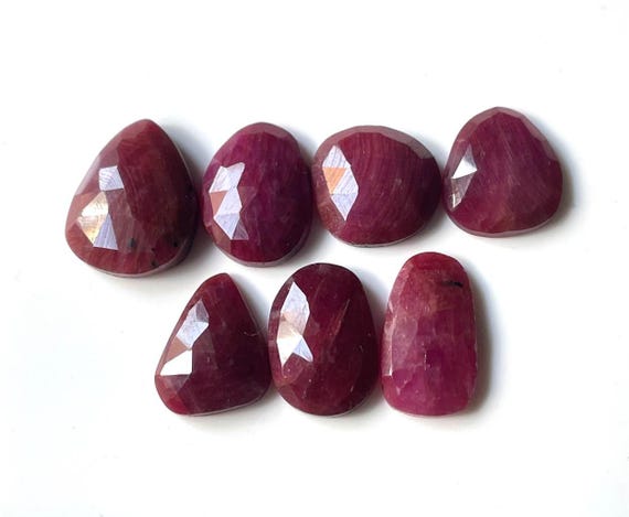 7 Pieces Lot-100%Natural Ruby Rose Cut Gemstone, 12-15 MM Ruby Flat Back Stone, Red Ruby Gemstone-July Birthstone, For Jewelry Making Stone