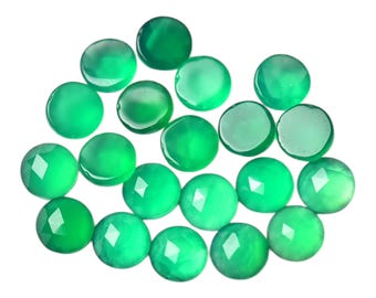 10 piedras preciosas de calcedonia verde natural AAA con corte rosa, calcedonia suelta, calcedonia facetada para joyería, tamaño 10 mm