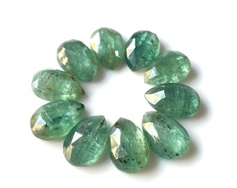 10 Pieces-AAA+Grade Emerald Kyanite Rose Cut Gemstone,  Pear Shape Green Kyanite Gemstone, Use For Jewelry Making, Gift For Her-12x8mm-Size