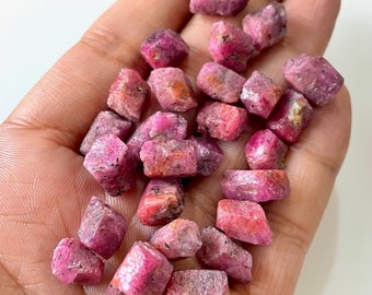 Pack of 10 Pcs 100%Natural Pink Ruby Unheated untreated Rough, Natural Raw Ruby 9-12 MM From Mozambique, July Birthstone Ruby Gemstone