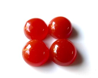 4 Stück AAA+ Natürlicher Karneol-Cabochon, 10 mm, runder, orangefarbener Karneol, zur Schmuckherstellung, Geschenk für Sie