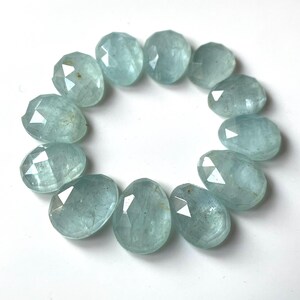 12 Pieces- Top Quality Natural Aquamarine Rose Cut Gemstone, Aquamarine Flat Back Gemstone, 12-13 MM, March Birthstone, For Jewelry Making