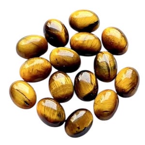 Natural Tiger Eye Cabochon Gemstone, Oval Shape Flat Back Tiger Eye Gemstone, For Jewelry Making 10x8 MM, 15 Pcs Lot,For Jewelry Making Item
