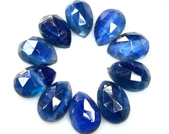 100%Natural 10 Pieces-Blue Kyanite Rose Cut Gemstone, 9x6 MM, Pear Shape Flat Back Kyanite Gemstone, Calibrated Size, For Jewelry Making