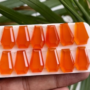 10 Stück Lot Top Qualität natürliche Karneol Coffin Form Schritt geschnitten Edelstein, flache Rückseite Rose geschnitten Karneol Edelstein 16 x 10 MM für die Schmuckherstellung