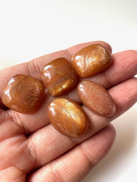 5 Pcs, Grade Quality Natural SunStone Cabochon Gemstone,Smooth Cabochon Gemstone, Loose Gemstone For Jewelry Making.