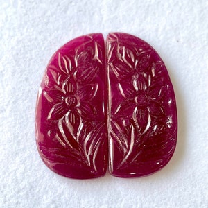 AAA+100%Natural Ruby 44x20 MM, Mughal Art Carved, Top Quality Handmade Ruby Carved, July Birthstone, Gift For Her