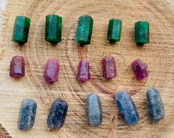 Mystery Box~Natural Raw Ruby ,Sapphire Emerald  Rough Crystal,Rough Healing Crystal,Gift For Her, Raw Emerald Ruby Sapphire,Jewelry 15 Pcs