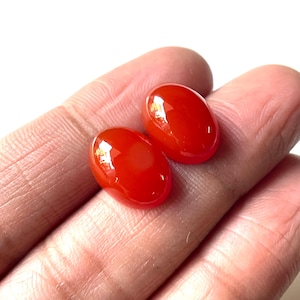 Match Pair~Natural Carnelian Cabochon Gemstone, 13x10 MM, Oval Shape Orange Carnelian pair, For Making Jewelry, Gift For Her
