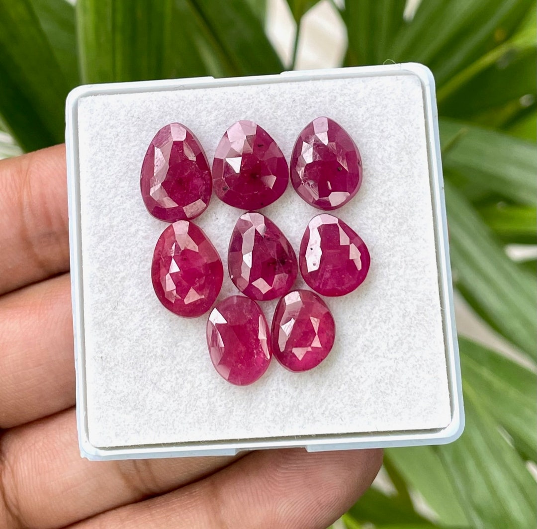 Ruby Is Back 8 Pieces Lot-aaa Natural GF Ruby Rose Cut -gemstone 10-14 MM Ruby Flat ...