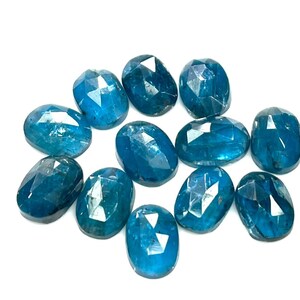 8x6 MM Top Quality Paraiba Kyanite Faceted Rose Cut Gemstone, Brilliant Oval Cut Flat Back Slice Gemstone For Ring Jewelry Making