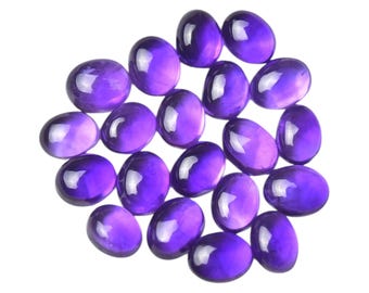 10 Stück-natürliche Amethyst Cabochon Edelstein mm ovale Form - Top-Qualität flache Rückseite lose Edelstein für Schmuckherstellung, Anhänger, Ring-8 x 6 mm-Größe