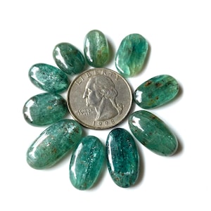 10 PCS-Emerald Kyanite Cabochon-Rare Find-15-20MM-Kyanite Gemstone Cabs-Natural Green Kyanite Loose Cabochon, Emerald Green Kyanite Jewelry