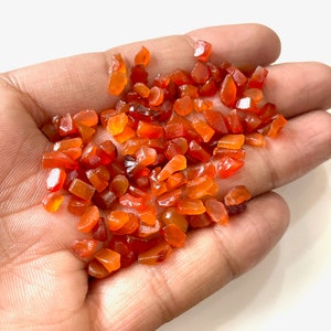 25 CARAT Natural Carnelian Rough Crystal Healing Gemstone 4-6 MM Raw Carnelian Loose Gemstone, Square Raw Carnelian Rough Gemstone