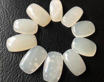 10 Stück -weißer Mondstein Cabochon Edelstein, Größe-12-18 MM, weißer Mondstein Flachboden Stein, verwenden für die Schmuckherstellung, Geschenk für sie