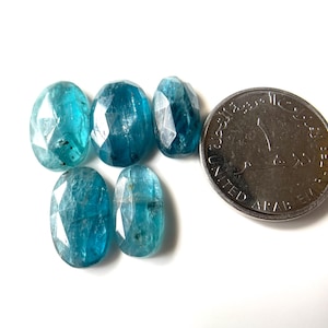 5 Pcs-Lot-AAA+ Natural Paraiba Kyanite RoseCut Gemstone, Size 18-15 MM Long Loose Kyanite Flat Back Gemstone, For Making Jewelry & Use