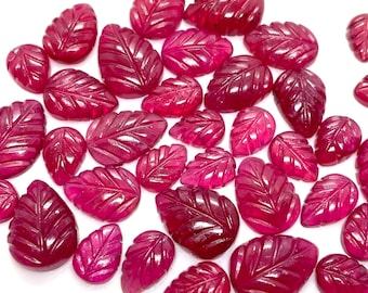 AAA++Natural Thailand Red Ruby Carved, Leaf Shape Natural Ruby Carving Gemstone, 10-13 MM, Handmade Carving Ruby, For Jewelry Making,