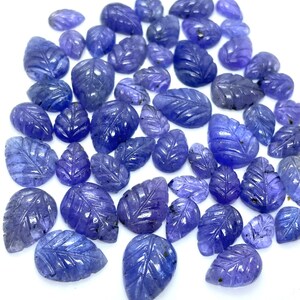 AAA Natural Tanzanite Leaf Carved Gemstone, Handmade Carving Leaf Shape Gemstone, Blue Tanzanite Gemstone For Jewelry Making, 10-13 MM