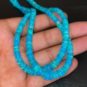 Paraiba Opal Smooth Beads/ Roundel Opal Beaded Beads/ 5/7 MM, Opal Gemstone Plain Beads, Blue Opal Gemstone Beads, For Jewelry Making