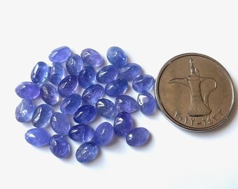 7 x 5 mm-100% natuurlijk tanzaniet -25 stuks: cabochon edelsteen, ovale ringmaat tanzaniet edelsteen, voor het maken van sieraden