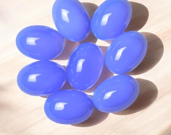 8 Pcs, Natural Aqua Chalcedony Cabochon Oval Shape - Top Quality Flat Back Loose Gemstone For Jewelry Making, Pendant, Ring