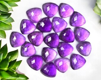 10 Stück, natürlicher Amethyst Rose Cut Edelstein Dreiecksform - Top-Qualität Rose Cut Flat Back Edelstein für die Schmuckherstellung-10 x 10 mm-Größe