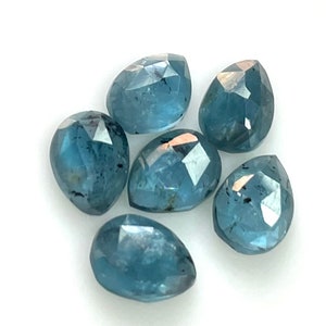 6 Pcs Lot AAA+ Quality Moss Kyanite Rose cut Gemstone, 9x7 MM Teal Blue Kyanite Faceted Gemstone, Rose cut Flat Back Kyanite Gemstone