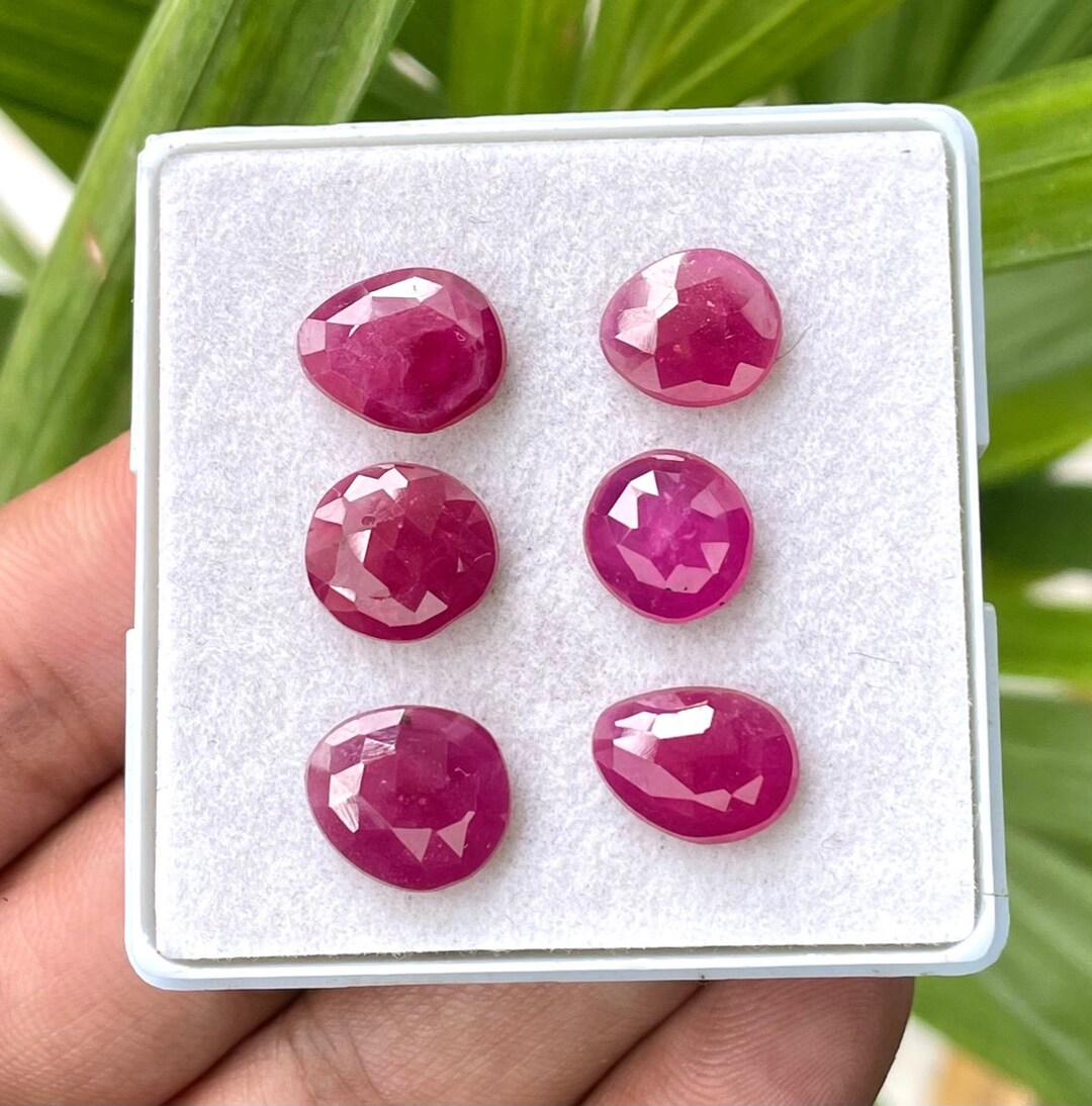 6 Pieces Lot-natural GF Ruby Rose Cut -gemstone13-10mm Ruby Flat Back ...