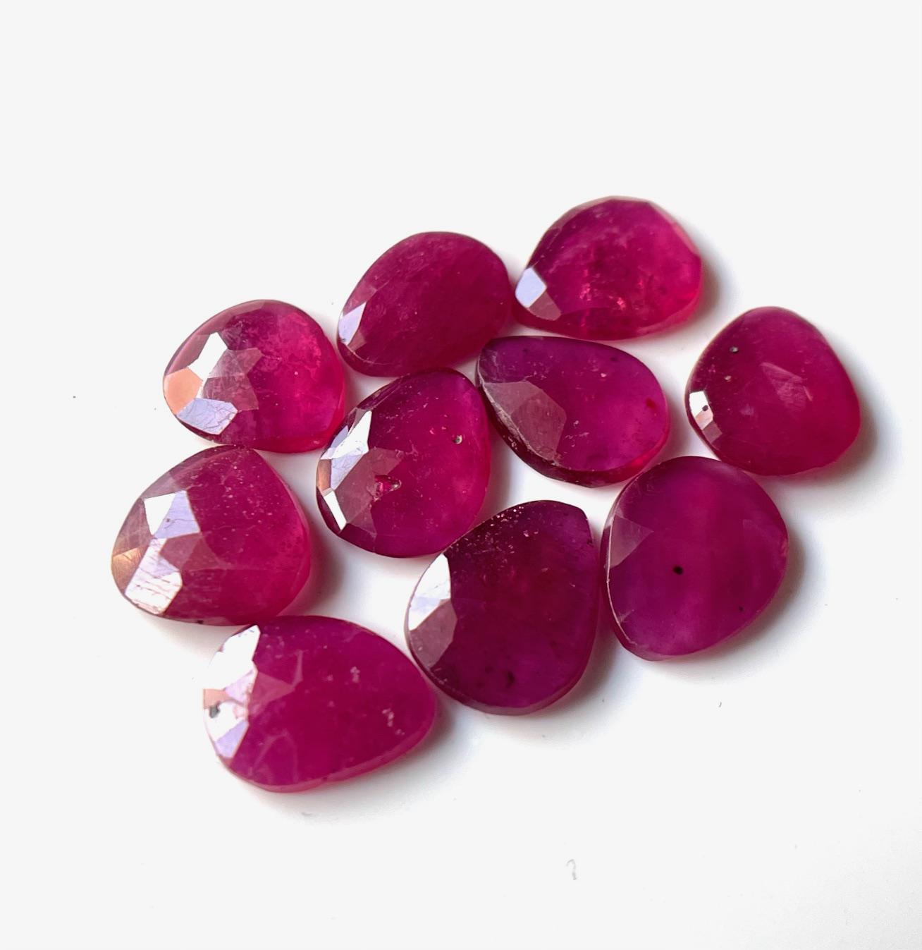 10 Pcs-aaa+top Natural GF Ruby Rose Cut-gemstone, 10-12MM Ruby Flat ...