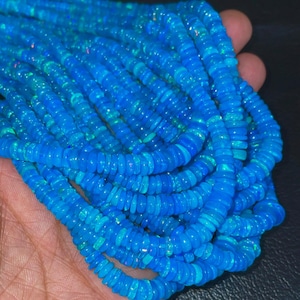 AAA- Ethiopian Opal Smooth Beads/ Roundel Opal Beaded Beads/ 4-6MM, Opal Plain Beads, Blue Opal Gemstone Beads, For Jewelry Making