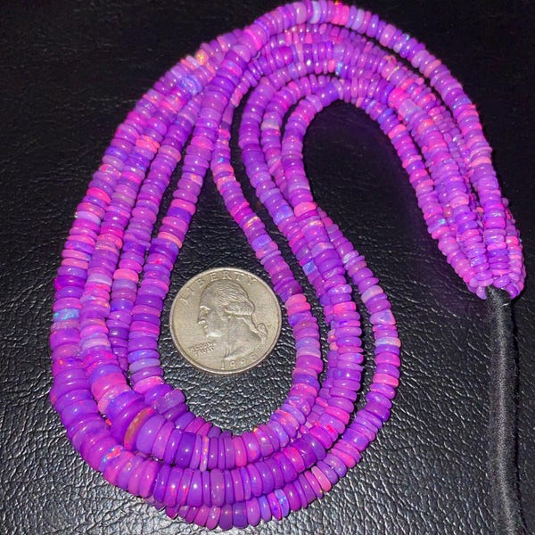 AAA+Purple Ethiopian Opal Smooth Beads-Size-4-6MM-AAA+Natural Purple Welo Fire Opal Beads Dainty Necklace, October Birthstone-Gift for Women