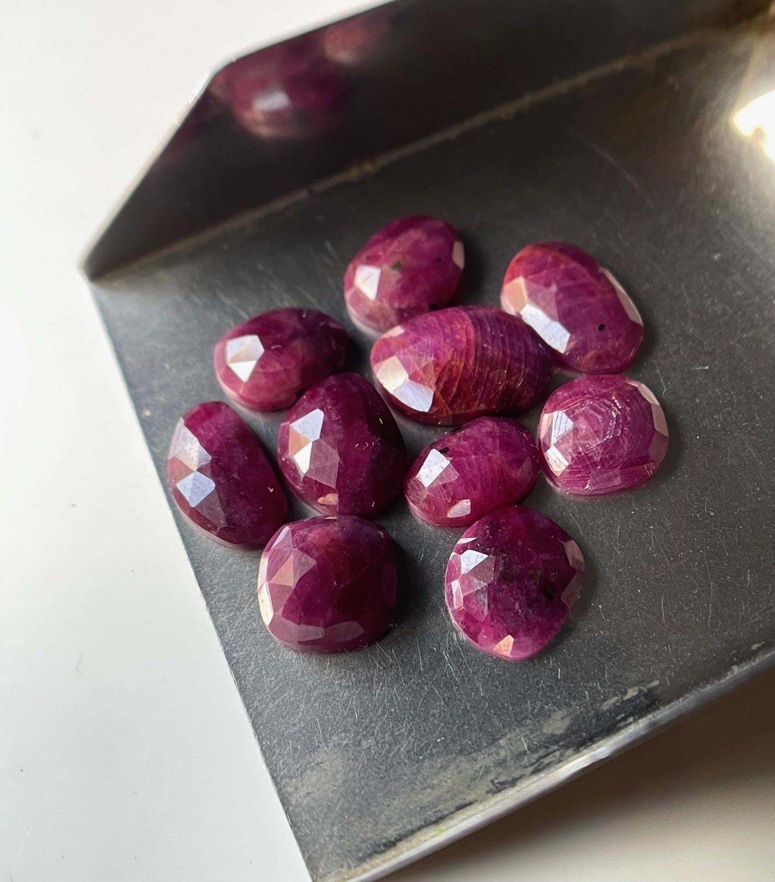 10 Pieces Lot-aaa Natural Ruby Rose Cut Gemstone-10-14 MM Ruby Flat ...