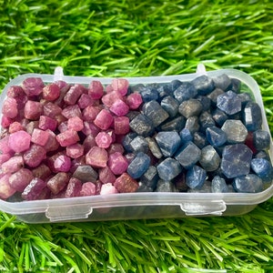 100%Natural Blue Sapphire&Ruby Mix Lot Rough 8to5MM Loose Gemstone Precious Sapphire-Ruby Raw,Good Quality Stone, Healing Crystal,